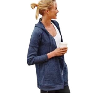 Athleta Blissful Blue Long Sleeve Open Hooded Cardigan 721640-01 Size S